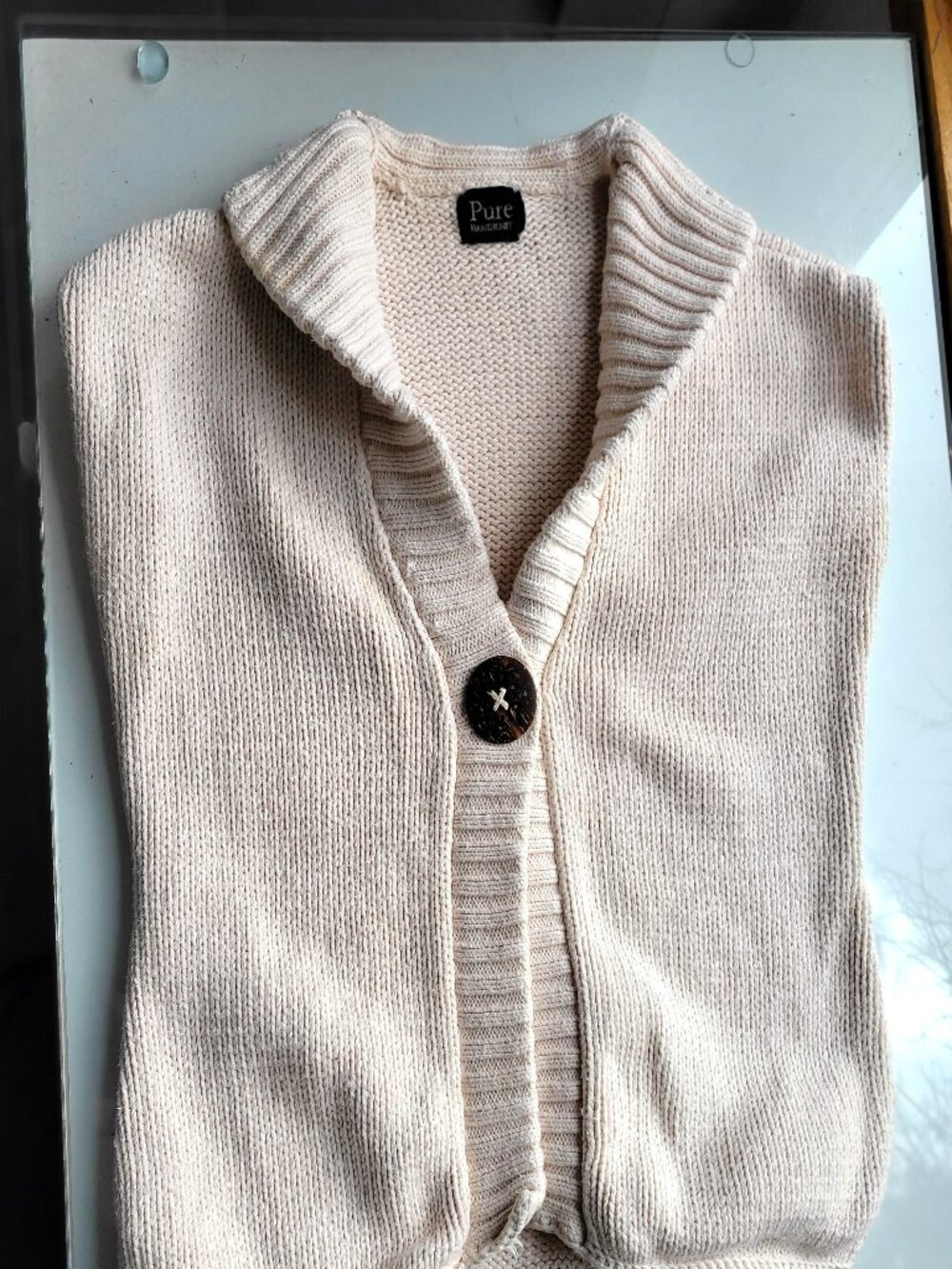 Pure Handknit Cream Sweater Vest Size M